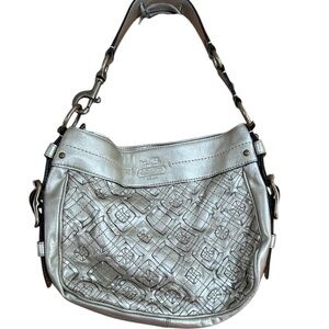 Coach Zoe Metallic Woven Gold Leather Shoulder Bag Y2K 2007